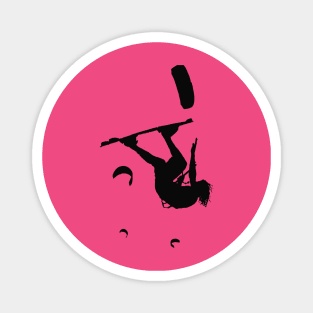 Kitesurfer Somersaulting Black Vector Silhouette Magnet